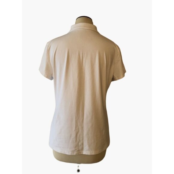 J. McLaughlin Polo Style Top Women's Size Large Off White Catalina Cloth Top Exc - Picture 3 of 7